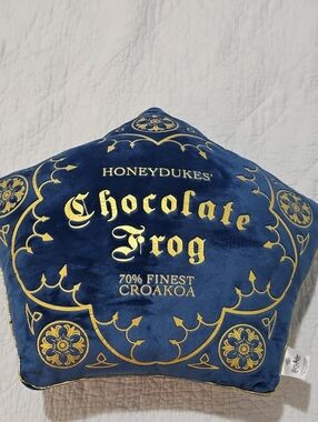 Warner Bros. Harry Potter Velvet Pillow - Navy & Gold Trim